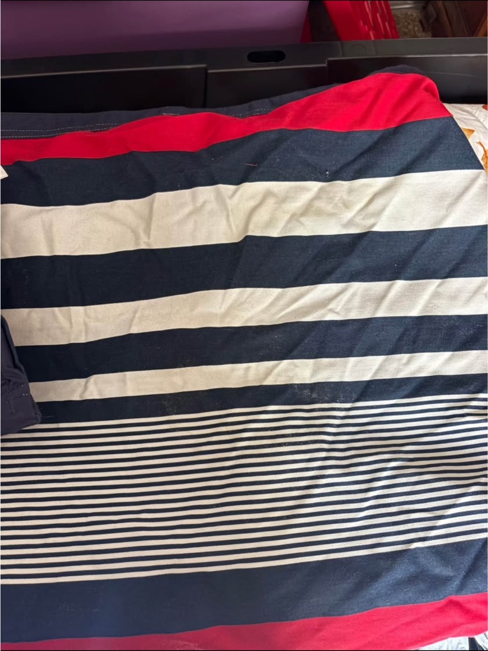 Izod Navy, White & Red Striped Comforter with throw